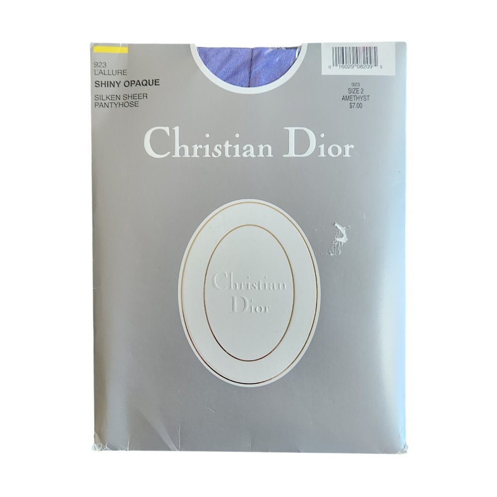 Vtg Christian Dior L'Allure Shiny Opaque Silken Sheer sz 2 Panty Hose 923 Purple